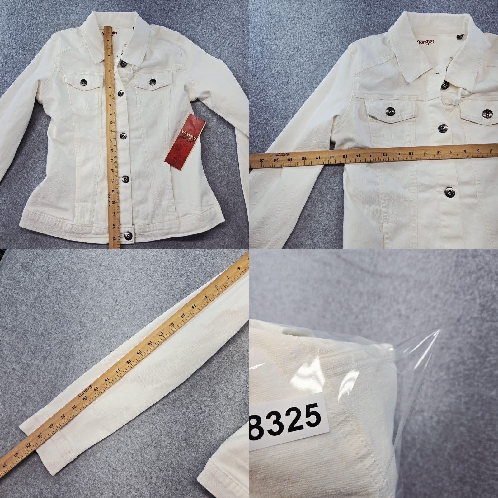 Wrangler Wrangler Jacket Womens M White Denim Cotton Blend Slim Collared Button Size M / US 6-8 / IT 42-44 - 9 Thumbnail