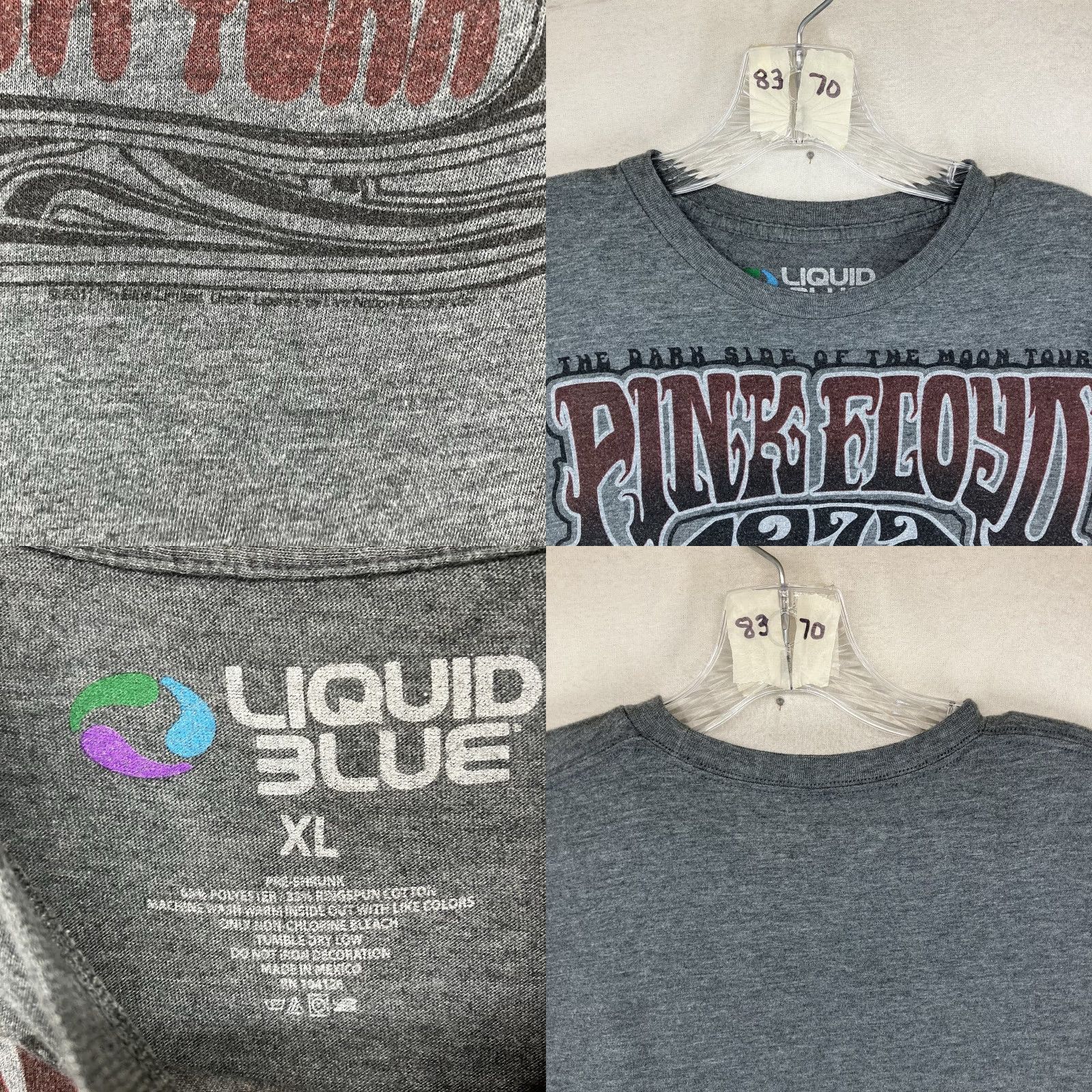 Liquid Blue Liquid Blue Pink Floyd T Shirt XL Gray Dark Side Of The Moon Graphic Crew Neck Short Sleeve Pullover Breathable Lightweight Women Casual Shirt Size XL / US 12-14 / IT 48-50 - 8 Thumbnail