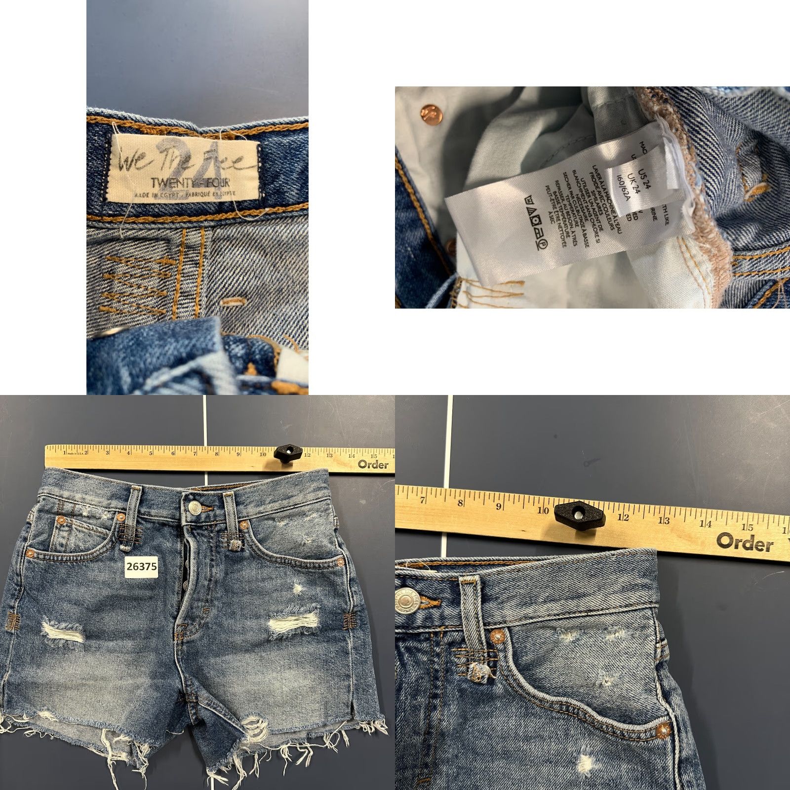 Vintage We The Free Women's Blue Medium Wash Raw Hem Denim Cut Off Shorts Size 24 25x3.5 Size 42" / US 20 - 8 Thumbnail