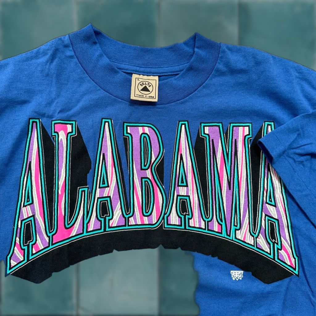 Delta VINTAGE Delta Alabama T Shirt Band Rock Travel USA Blue Short Sleeve Crew Neck Men L Size US L / EU 52-54 / 3 - 1 Thumbnail