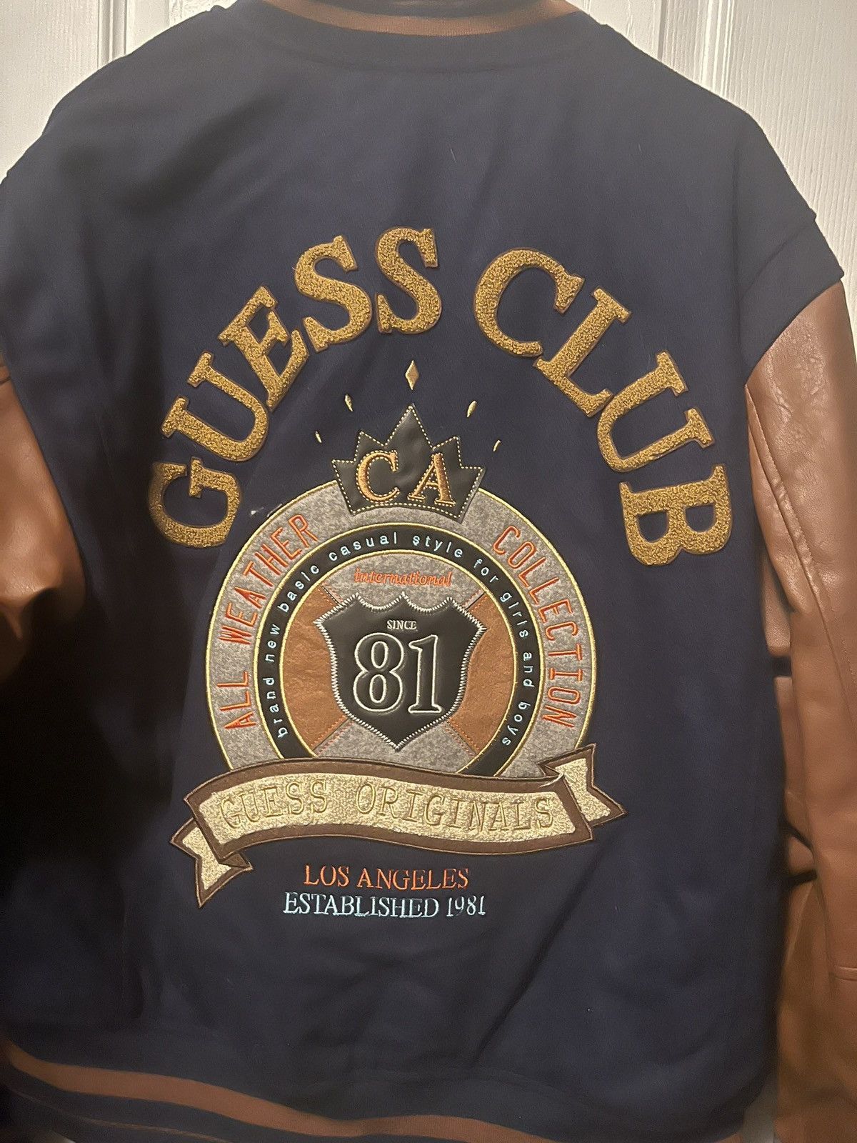 Guess Guess Bomber Jacket Navy Blue/Brown Bomber Size US L / EU 52-54 / 3 - 2 Thumbnail
