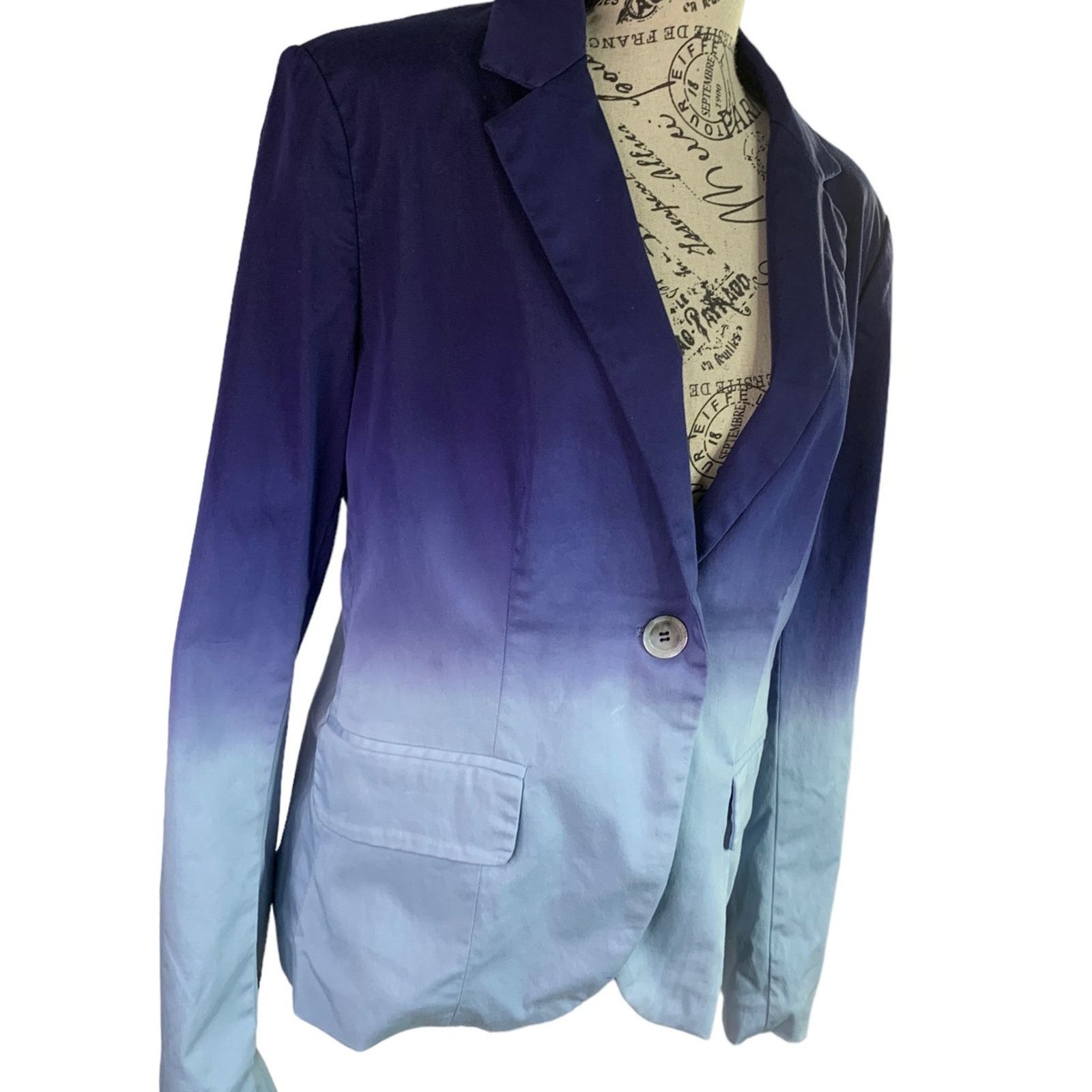 Boston Proper Boston Proper Women Blazer Blue Ambre Polyester Lining Sz 10 Size M / US 6-8 / IT 42-44 - 3 Thumbnail