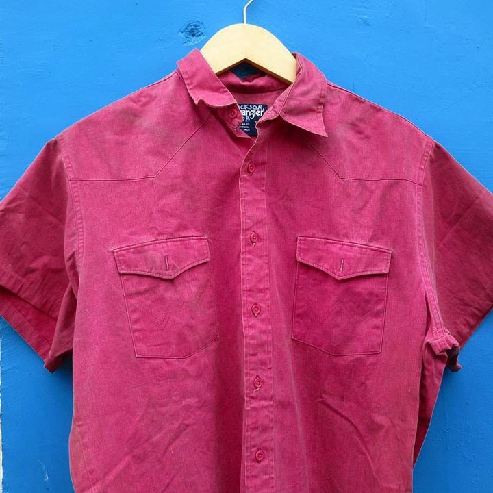 Vintage × Wrangler Vintage 70s Wrangler shirt Regular Fit red made in usa Size US L / EU 52-54 / 3 - 1 Thumbnail