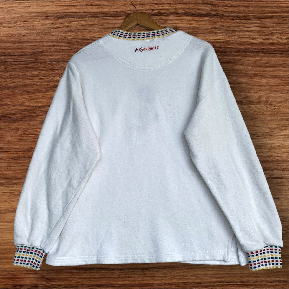 Yves Saint Laurent Vintage YSL Big Logo Spellout Embroidery Crewneck Size US L / EU 52-54 / 3 - 6 Thumbnail