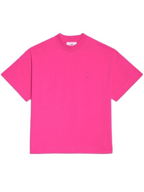 AMI PARIS Ami de Coeur Magenta pink organic-cotton T-shirt