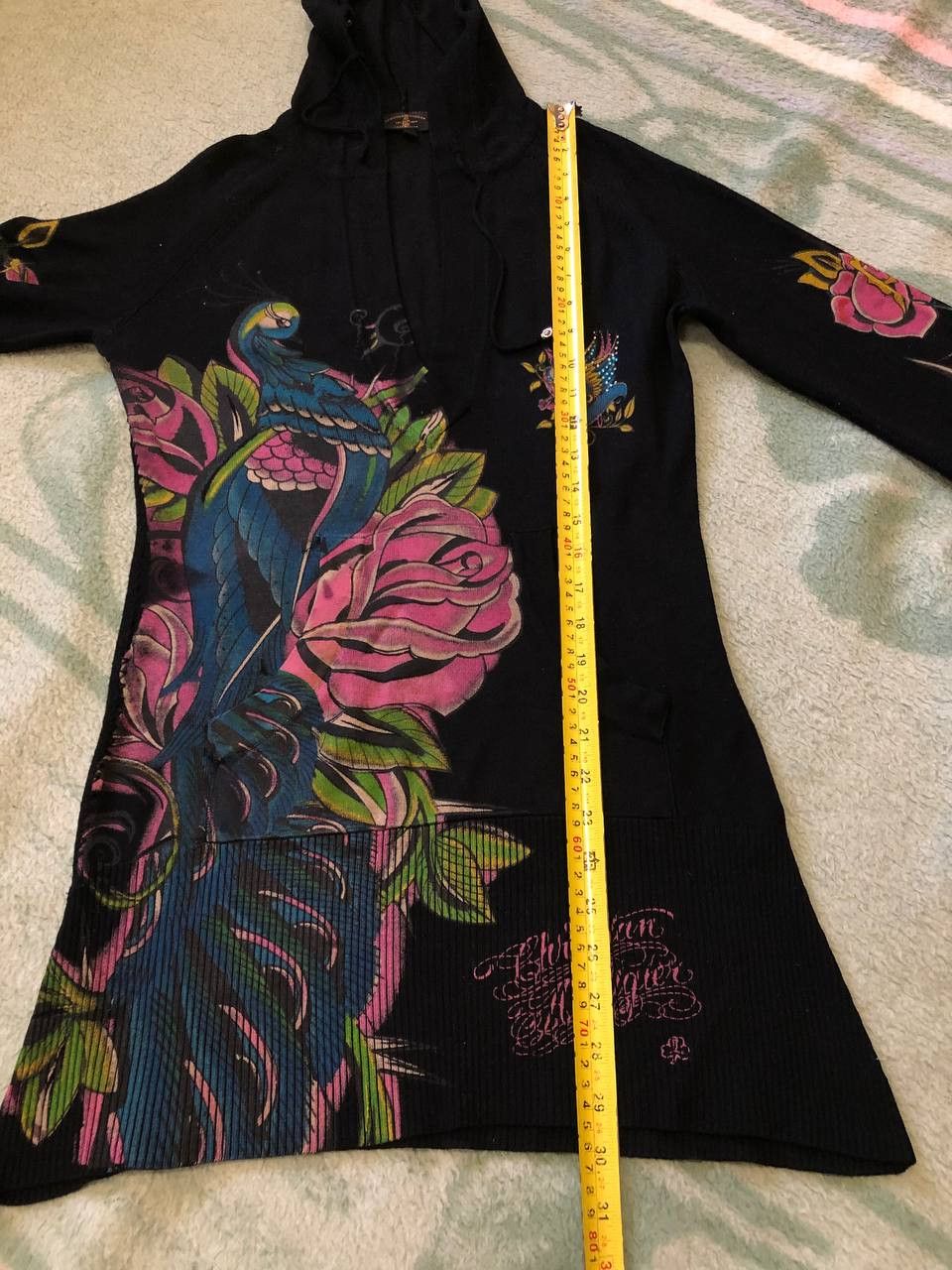 Christian Audigier CHRISTIAN AUDIGIER Sweater Hoodie Bell Sleeve Black Graphic Size L / US 10 / IT 46 - 11 Thumbnail