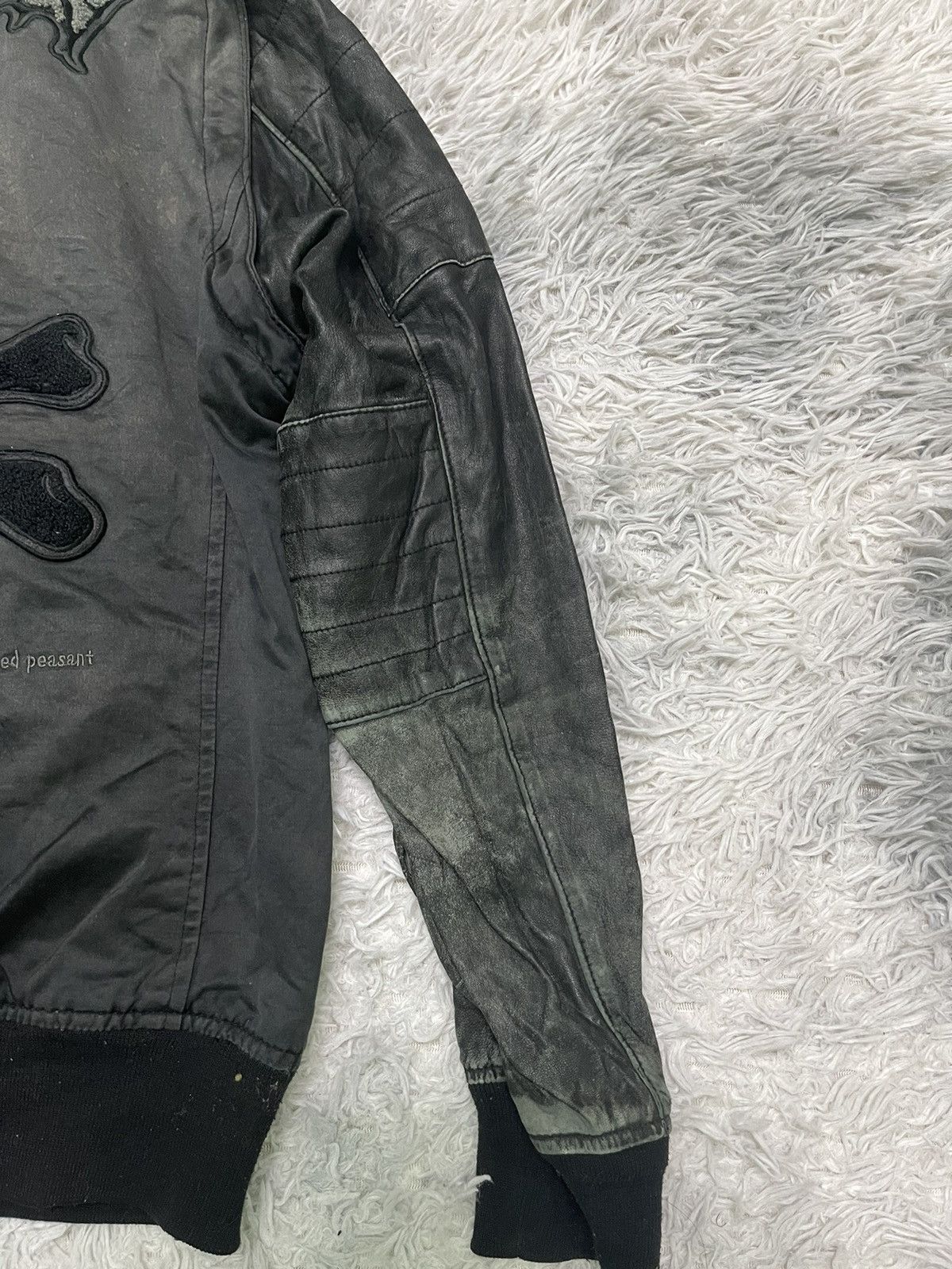 If Six Was Nine 2000s ROEN LEATHER 2 WAY JACKET EMBROIDERED LOGO DISTRESSED Size US S / EU 44-46 / 1 - 21 Thumbnail