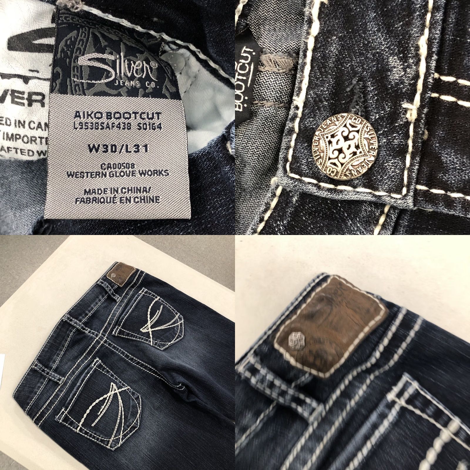 Silver Jeans Co. Silver Jeans Aiko Bootcut Jeans Womens 32x28 Denim Dark Stretch 5-Pocket Button Zip Haw 90s Cowboy Hipster Logo Modern Size 24" / US 00 / IT 34 - 8 Thumbnail