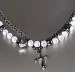 Japanese Brand × Vintage Punk Hippie Crucifix Cross Patchwork Pearl Layer Necklace Size ONE SIZE - 3 Thumbnail