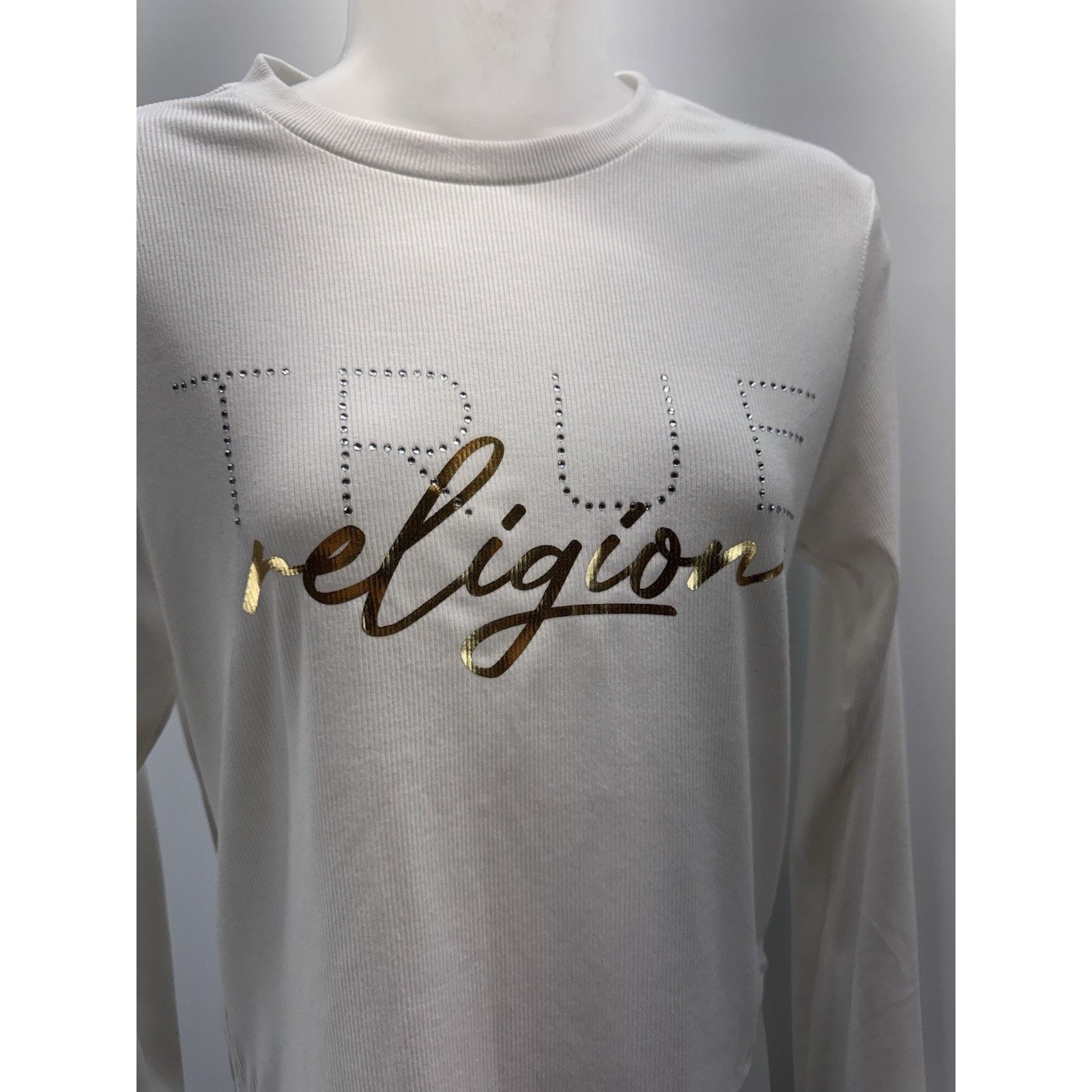True Religion True Religion Ribbed Long Sleeve Crew Tee Women Size M Bling Size M / US 6-8 / IT 42-44 - 2 Thumbnail
