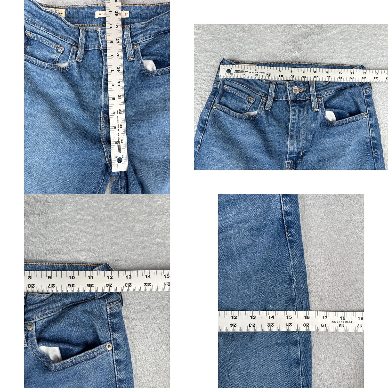 Levi's VINTAGE Levi's Jeans Women 27 Blue Denim Skinny High Rise 721 Big E Cotton 25x26 Jeans Size 27" / US 4 / IT 40 - 9 Thumbnail