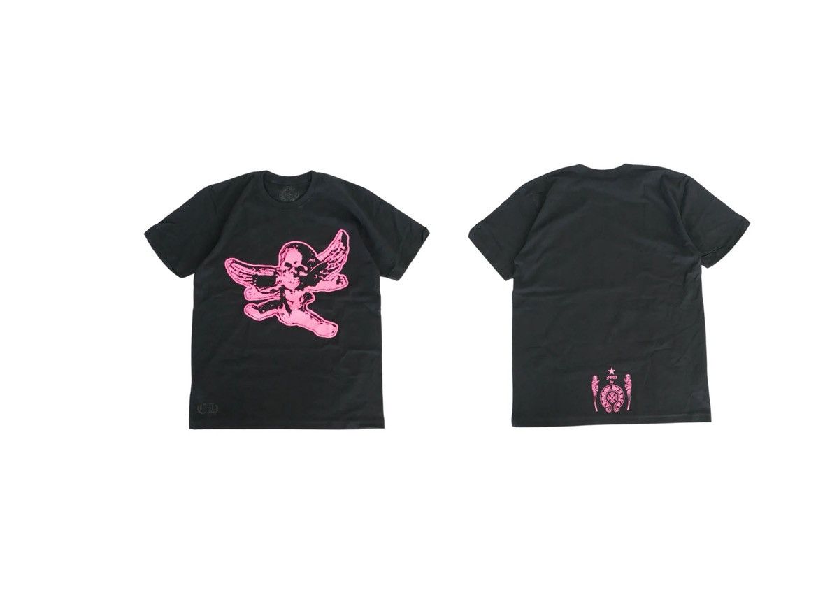 Chrome Hearts x Foti Logo Short Sleeve Tee Shirt Black Pink