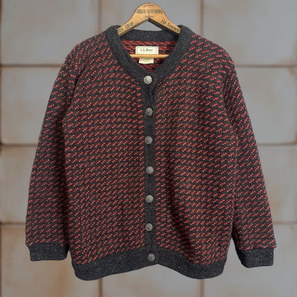 Vintage VINTAGE L.L. Bean Cardigan Sweater Wool Rayon Birds Eye Red Womens Large Norway - Round Neck, Heavyweight, Button, Long Sleeve, Regular Fit Size L / US 10 / IT 46 - 1 Thumbnail