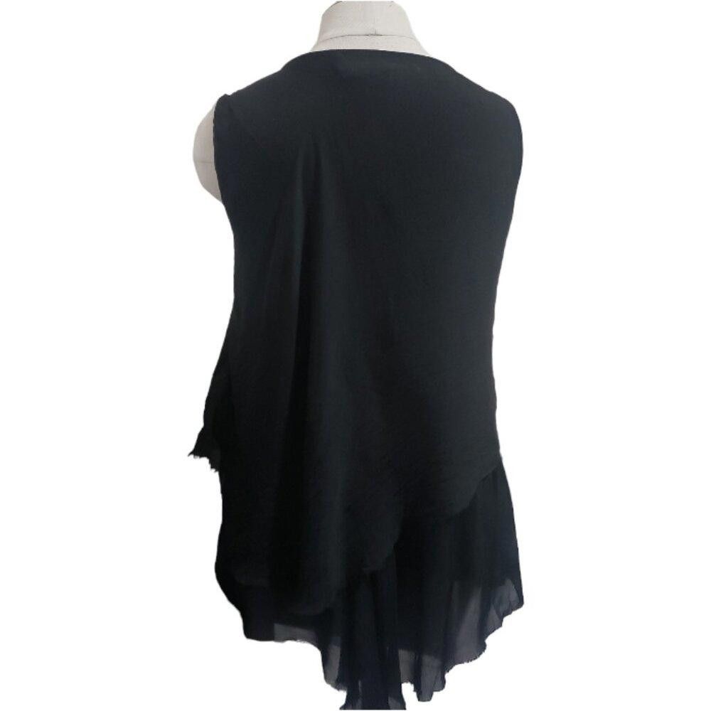 Designer CT1674 Tina Stephens Black Layered Sleeveless Blouse Size S / US 4 / IT 40 - 2 Thumbnail