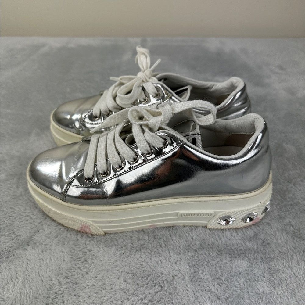 Miu Miu Miu Miu Crystal Skate Silver Sneakers Women’s Size 36 EU Size US 6 / IT 36 - 8 Thumbnail