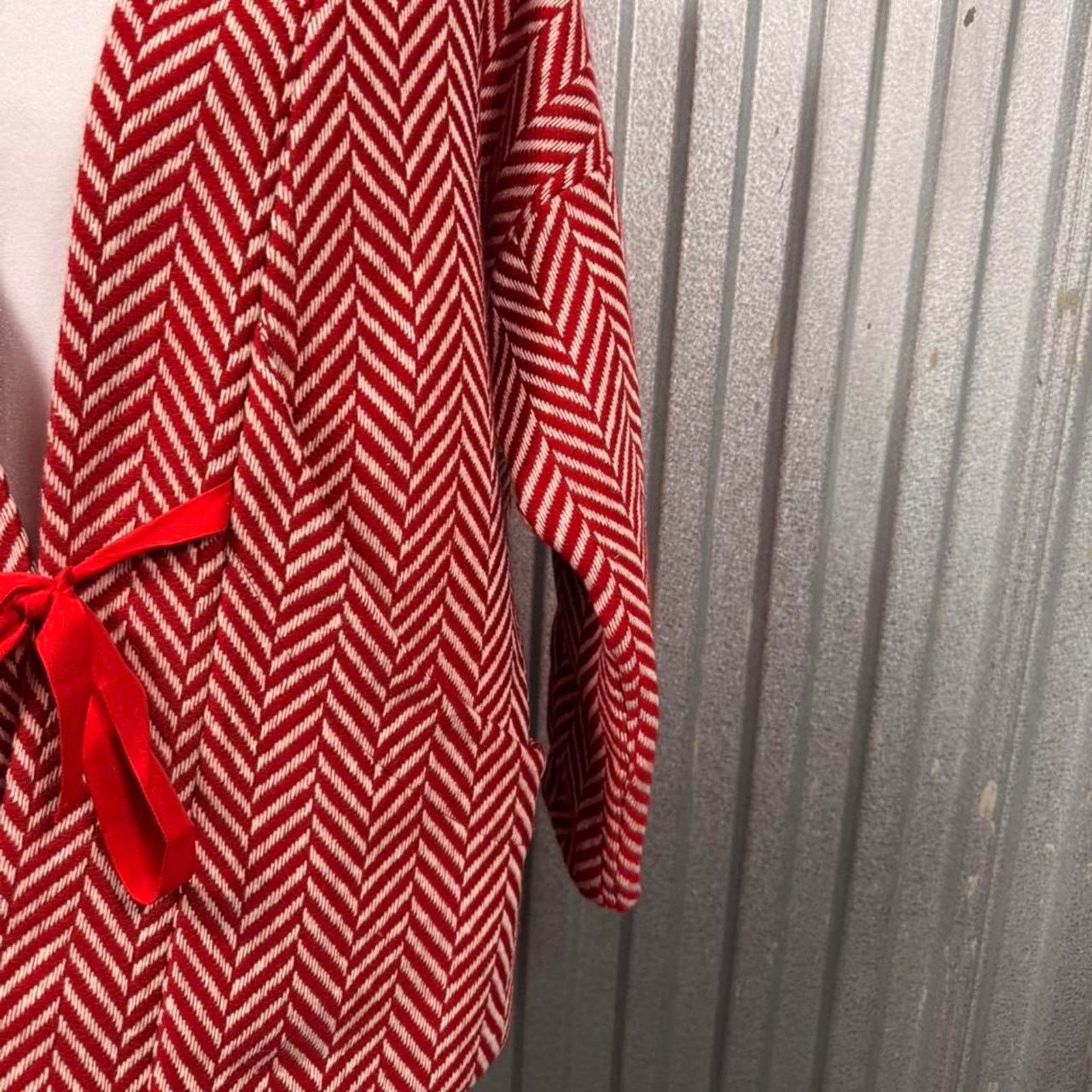 Herring Red white herringbone blazer Size L / US 10 / IT 46 - 2 Thumbnail