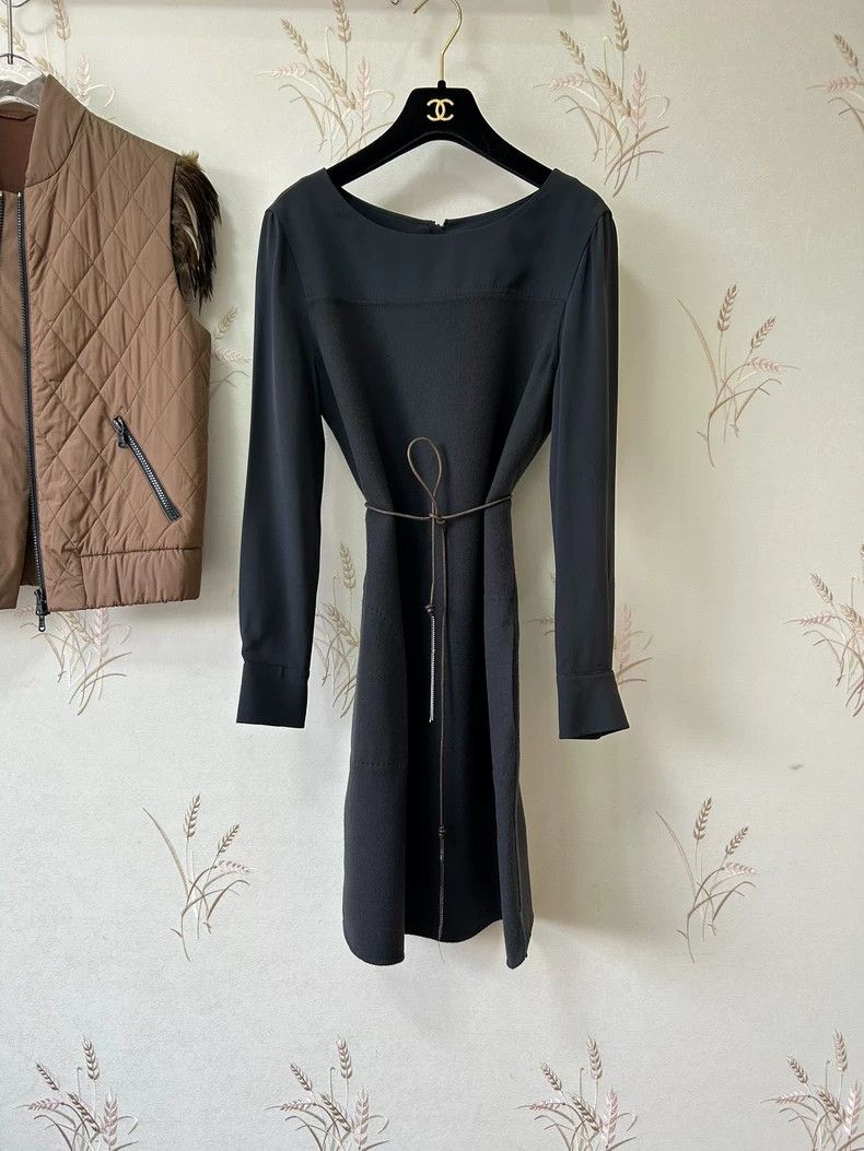 Loro Piana LORO PIANA High grade dark grey silk cashmere dress Size S / US 4 / IT 40 - 1 Thumbnail
