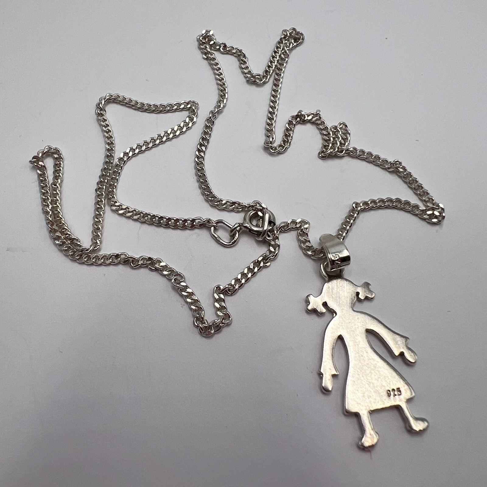 Sterling Silver Sterling Silver 925 Cute Girl Pendant Necklace Jewelry 5.48g Size ONE SIZE - 1 Thumbnail