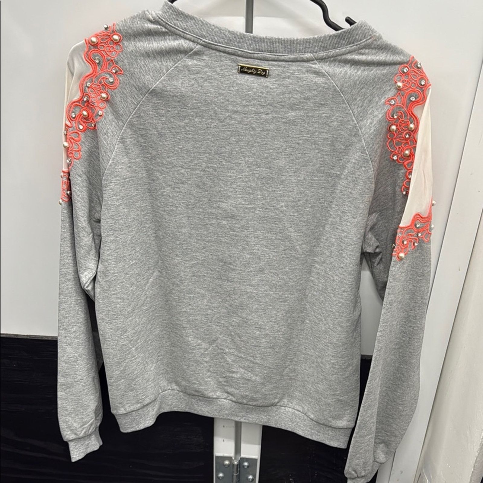 Other NWT Naughty Dog Gray Sweatshirt with Pink Embellishments S Size S / US 4 / IT 40 - 6 Thumbnail