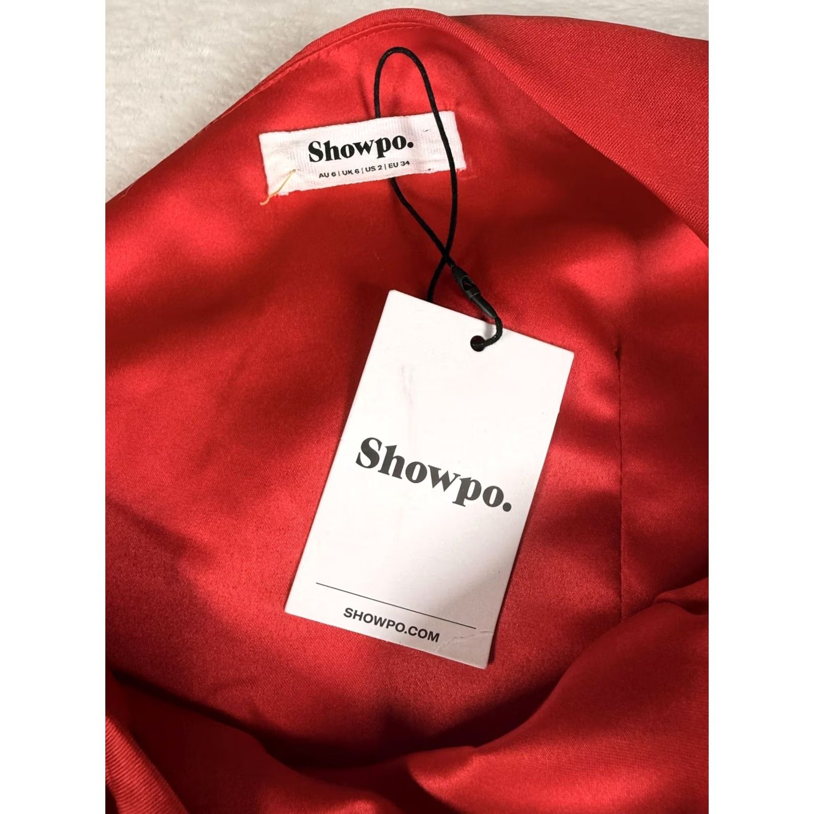Vintage Showpo Dress Womens 2 Red Satin One Shoulder Rose Mini Bodycon Party Cocktail Dress Size XS / US 0-2 / IT 36-38 - 3 Thumbnail