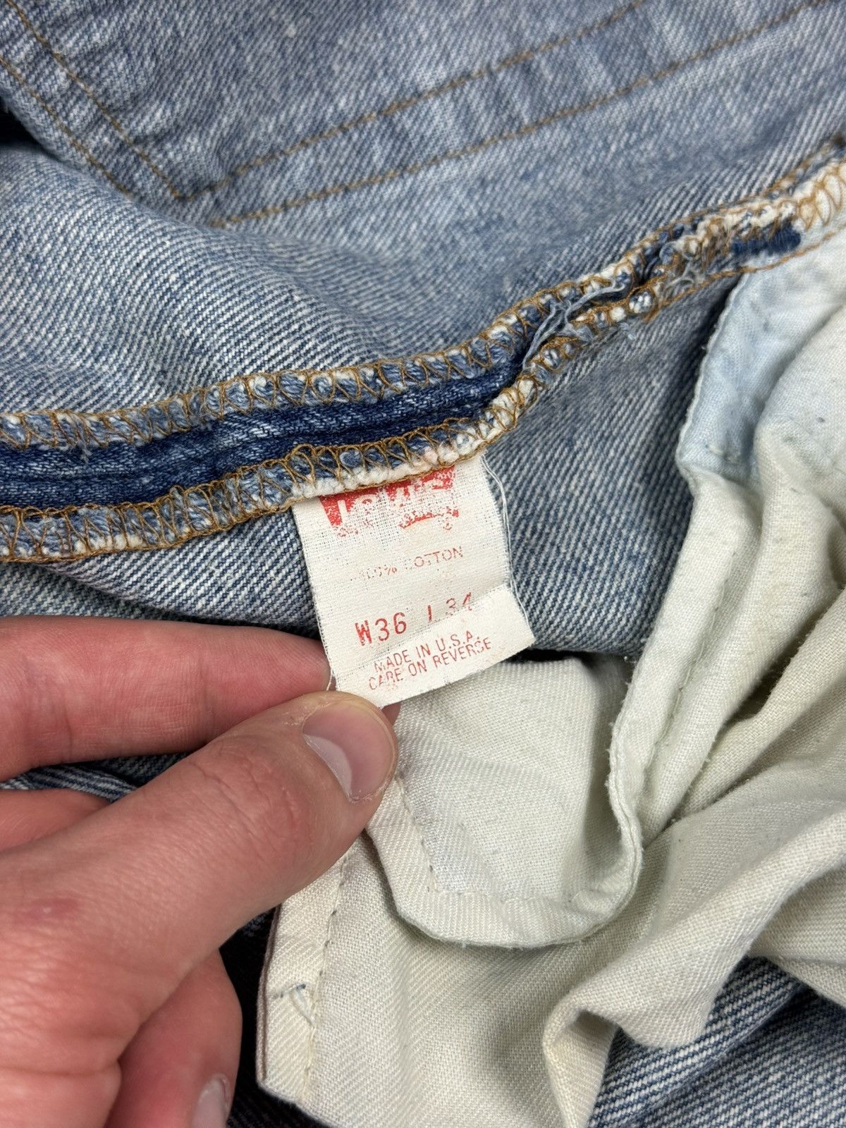 Levi's 90’s Vintage Distressed Levi’s 501 Washed Denim USA Jeans Size US 36 / EU 52 - 13 Thumbnail
