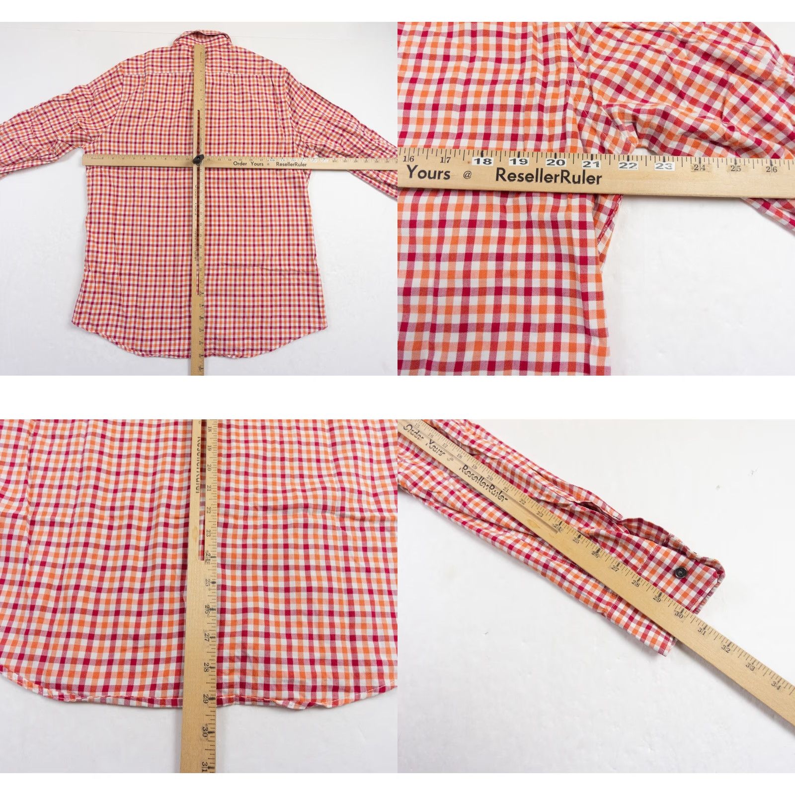 Express EXPRESS Men’s Medium Red Check Button-Up Long Sleeve Modern Fit Shirt Size US M / EU 48-50 / 2 - 8 Thumbnail