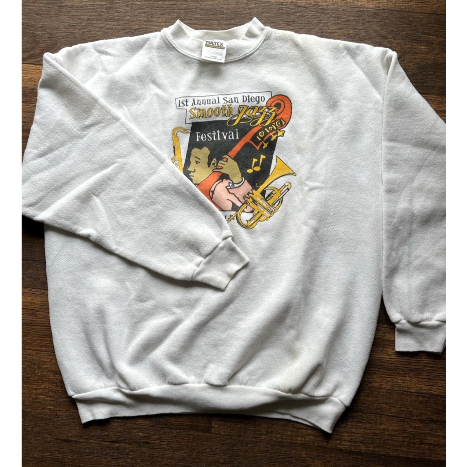 Tultex VINTAGE Tultex Men's Sweatshirt White San Diego Jazz Fest XL PILLING Crew Y2K Size US XL / EU 56 / 4 - 6 Thumbnail