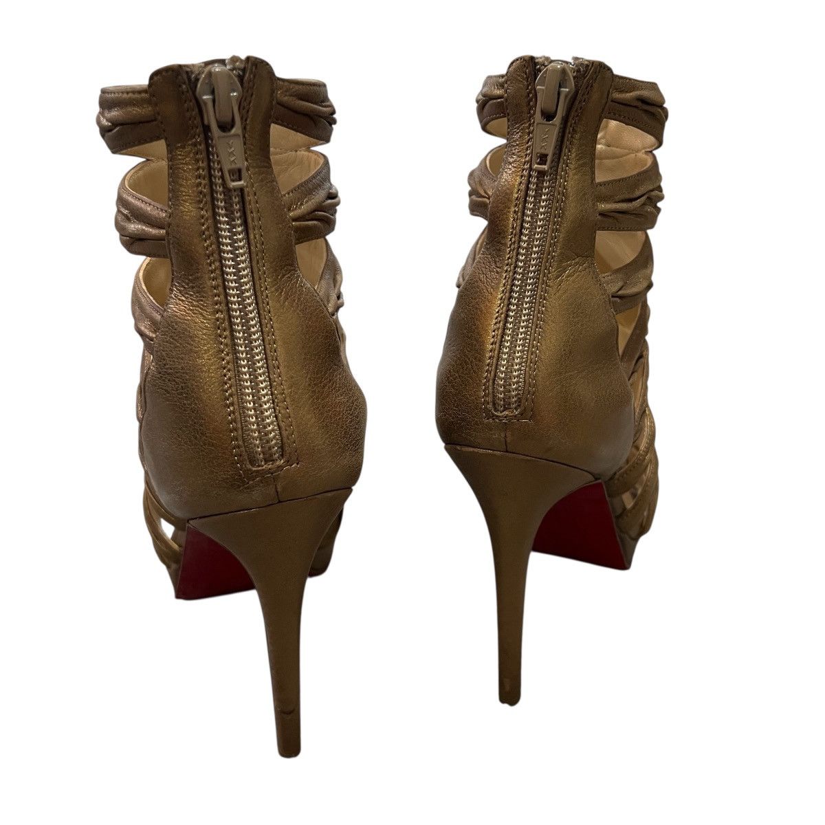 Christian Louboutin Christian Louboutin Bronze Leather Tinazata Cutout Sandals Size US 8.5 / IT 38.5 - 4 Thumbnail