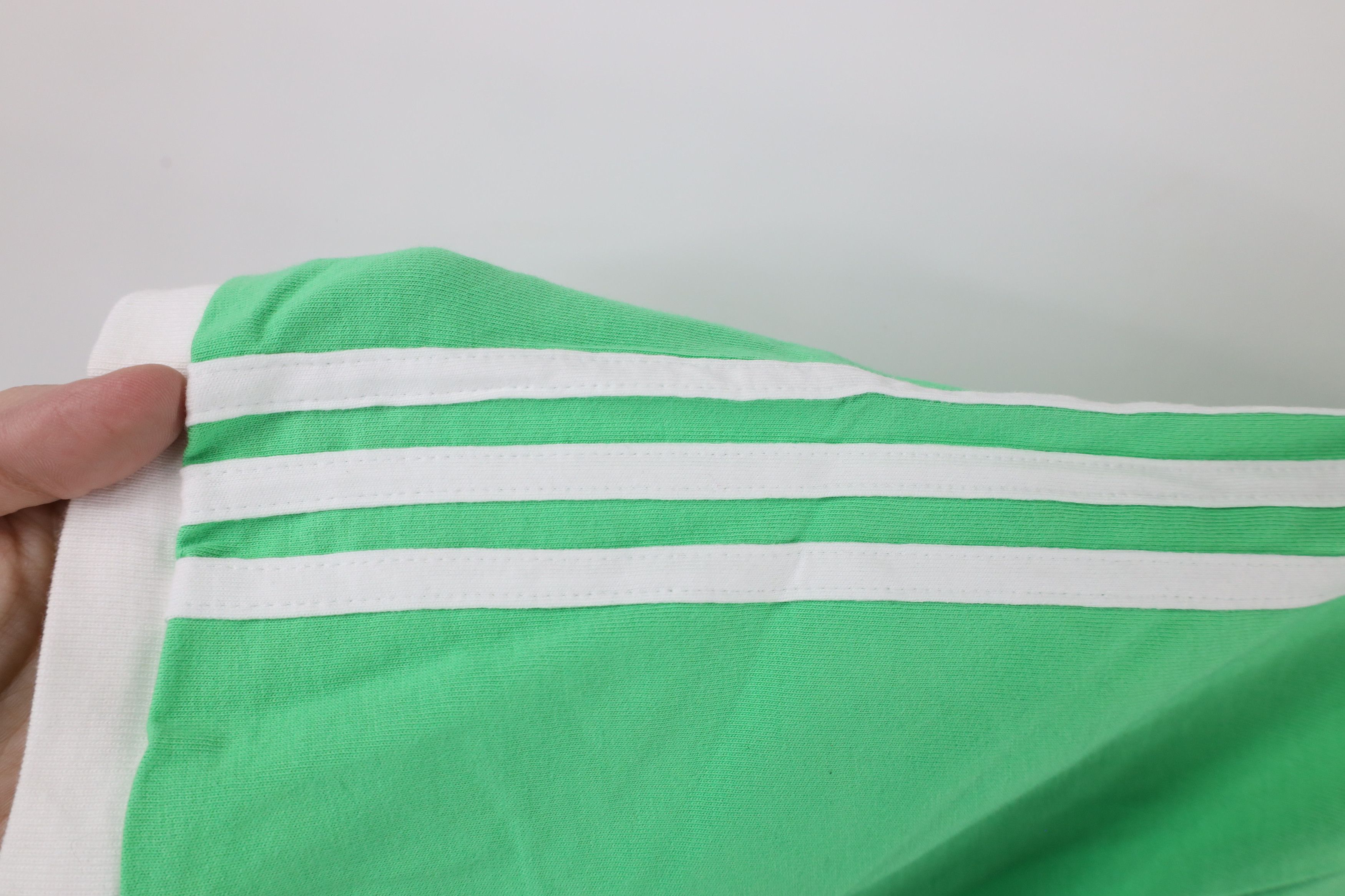 Adidas × Vintage New Adidas Trefoil Striped Short Sleeve Ringer T-Shirt Lime Size US L / EU 52-54 / 3 - 8 Thumbnail