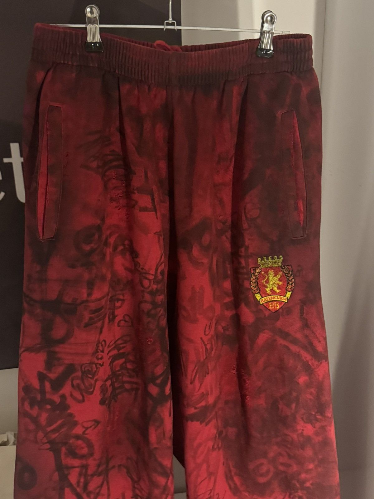 Balenciaga ✅Balenciaga red skater graffiti distressed sweatpants S Size US 32 / EU 48 - 2 Thumbnail