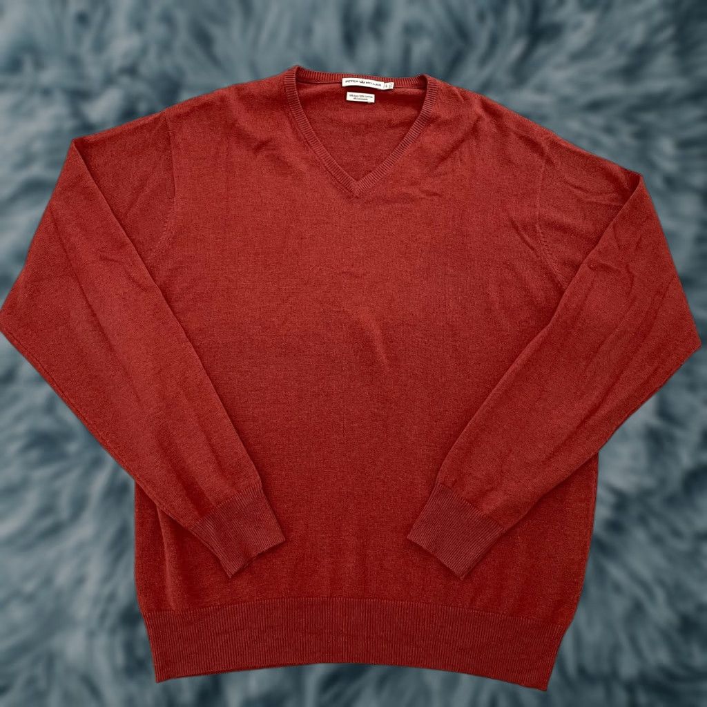 Peter Millar Peter Millar Cashmere Cotton Silk Sweater Pullover Adult Large Orange Solid Long Sleeve V-Neck Golf Mens Size US L / EU 52-54 / 3 - 1 Thumbnail
