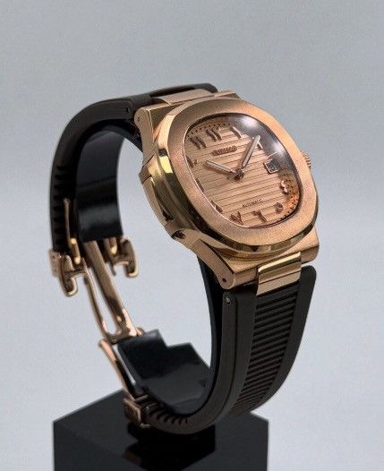 Seiko Mod Nautilus Gold Arabic Dial Rosegold Watch 41mm