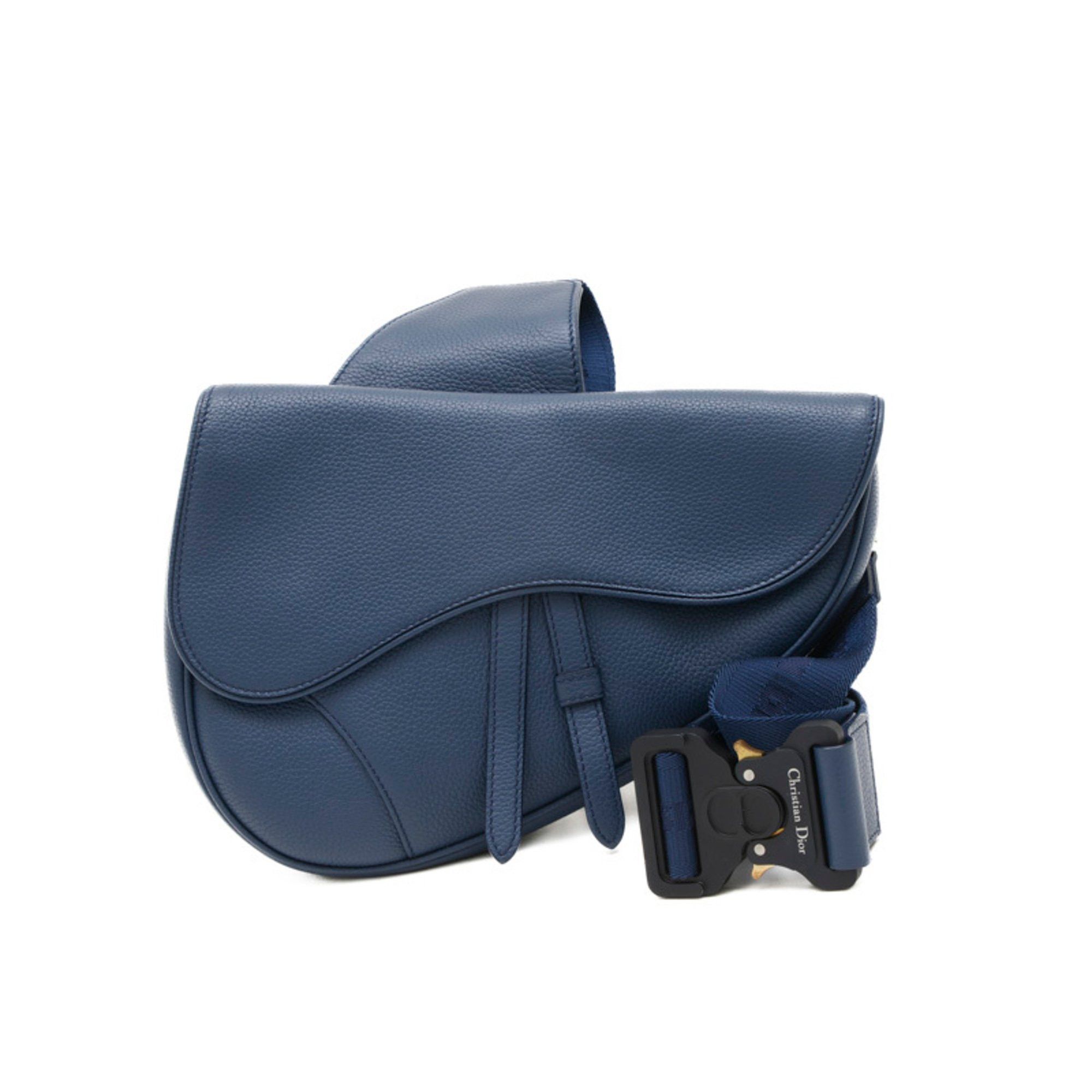 Christian Dior Dior Saddle Bag Oblique Body Calfskin Blue 1Adpo093, Women's