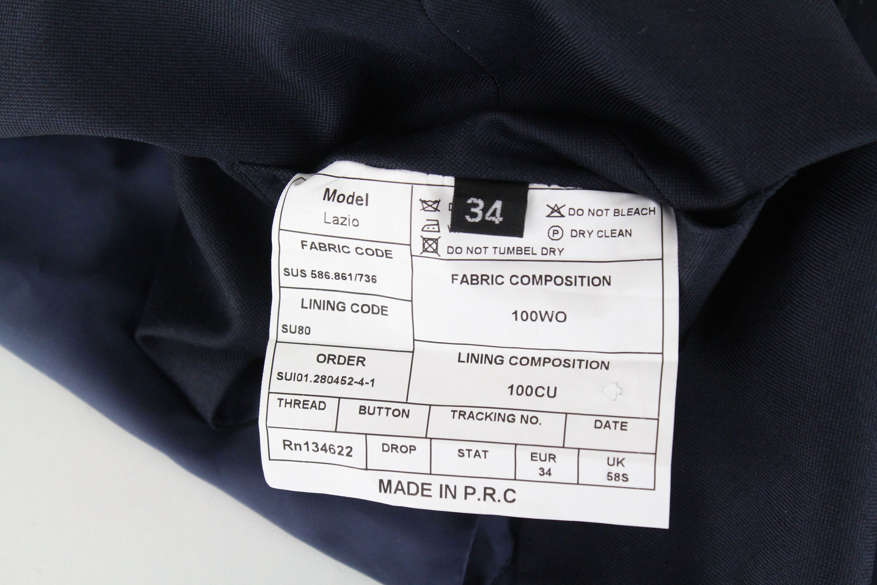 Suitsupply LAZIO UK58S Navy Wool Lined Single-Breasted 62649 Size 54R - 5 Thumbnail