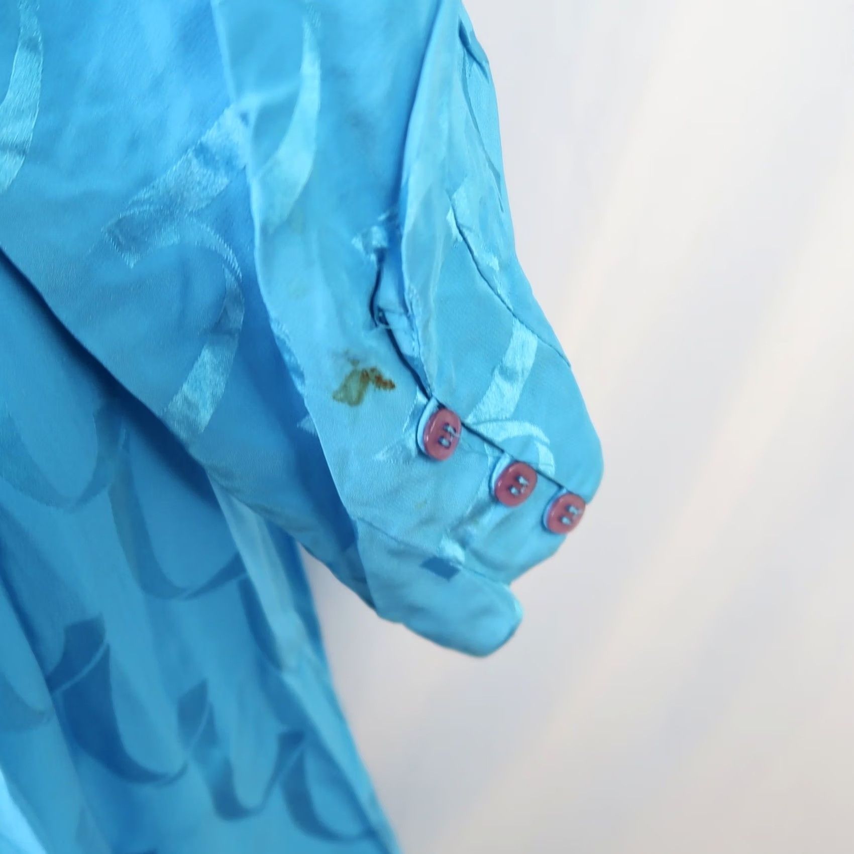 AQUA VINTAGE 80s Aqua Blue Silk Satin Ribbon Print Midi Dress 8P Woman Long Sleeve A-Line Petites 8 Spring 100% Silk Joanie Char Women Size M / US 6-8 / IT 42-44 - 7 Thumbnail