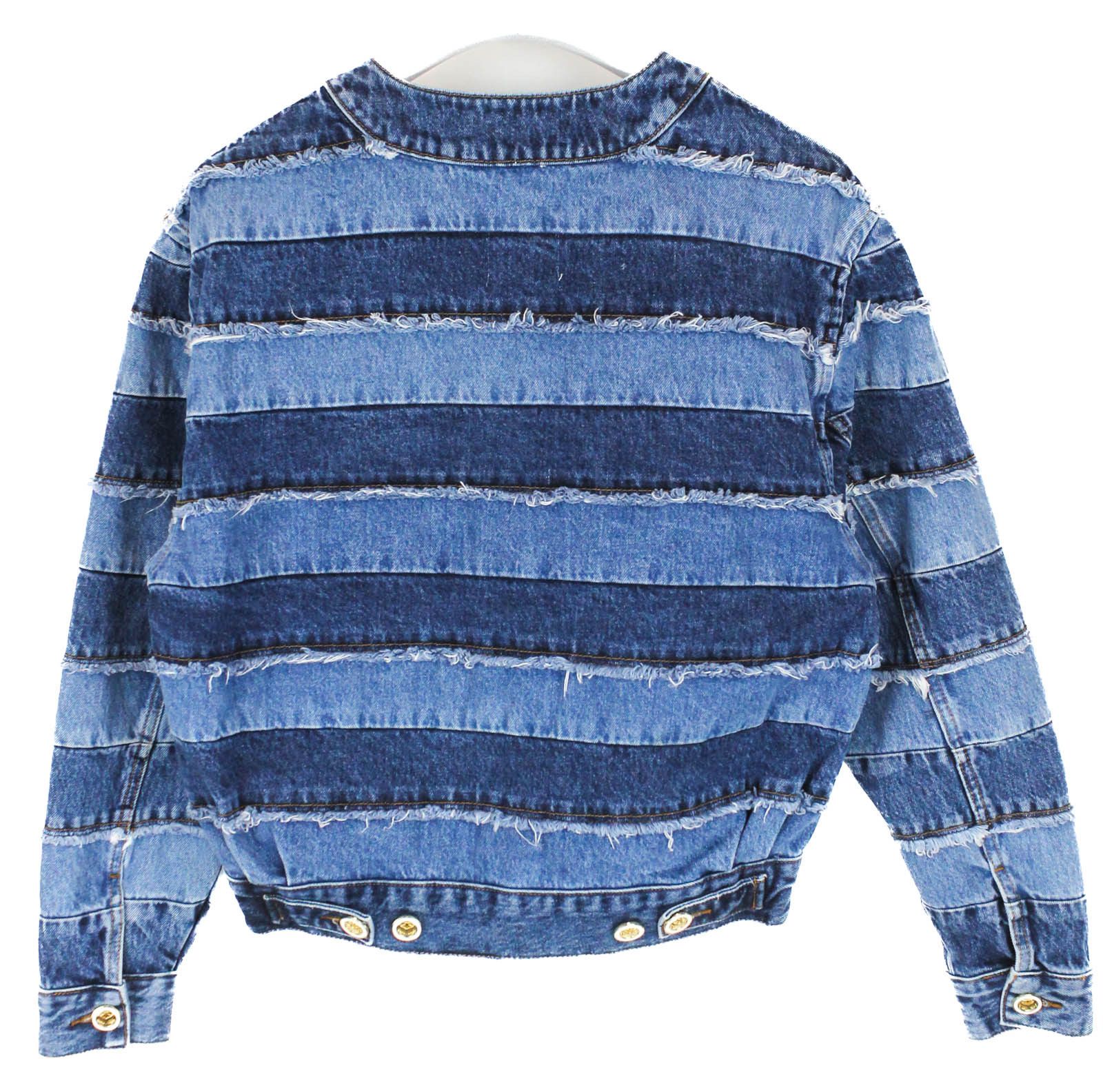 Sandro SANDRO Briac Jacket Women's (EU) 36 Denim Striped Patchwork Size S / US 4 / IT 40 - 4 Thumbnail