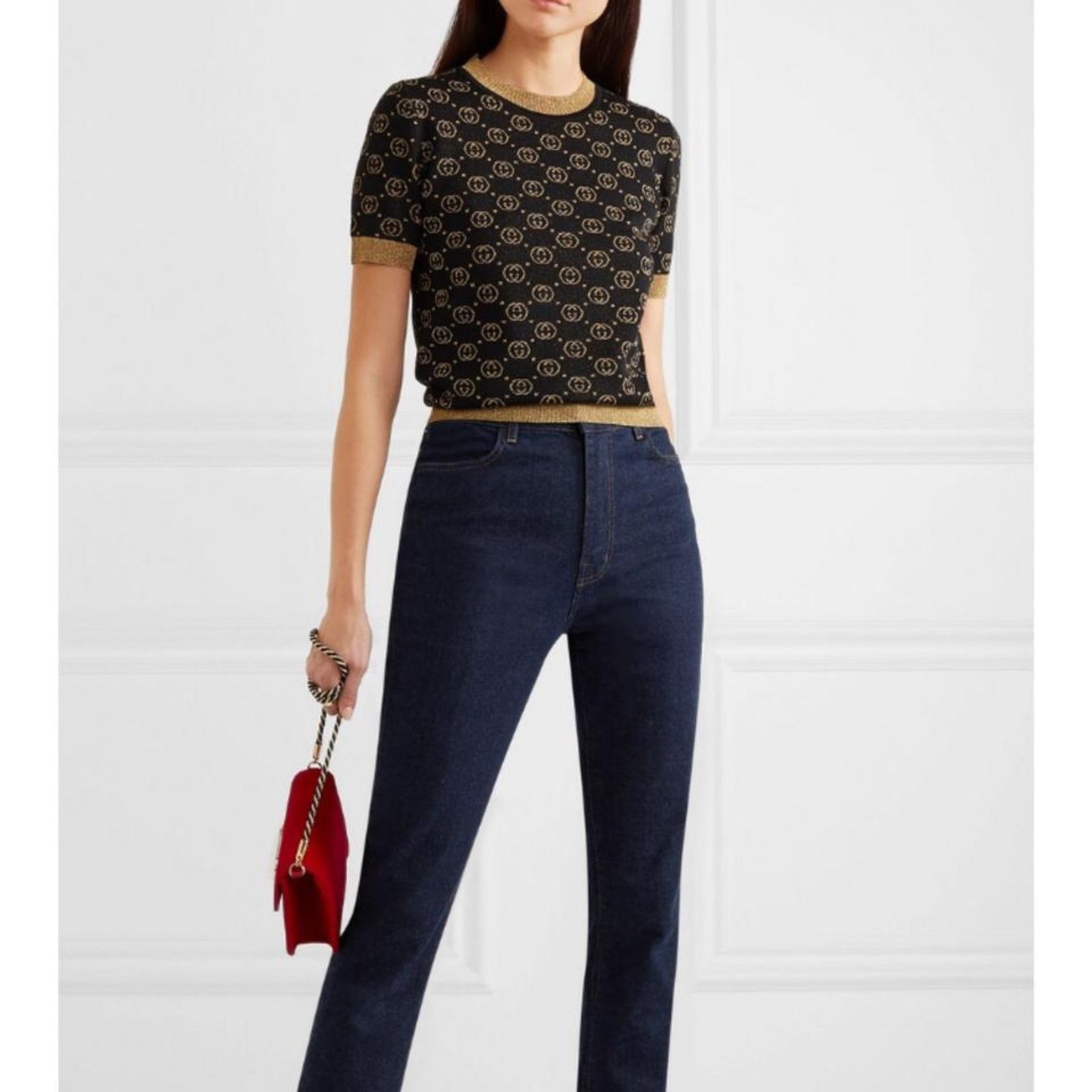 Gucci metallic GG logo jacquard sweater top Size XS / US 0-2 / IT 36-38 - 6 Thumbnail