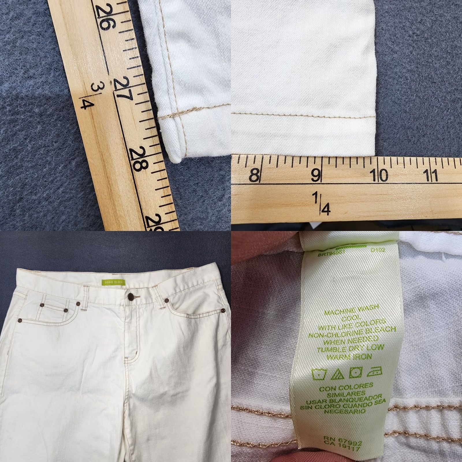 Denime Sigrid Olsen Womens Jeans Size 14 White Stretch Denim Jeans Capsule Minimalist 14 White Jeans Womens Mens Size 36" / US 14 / IT 50 - 8 Thumbnail