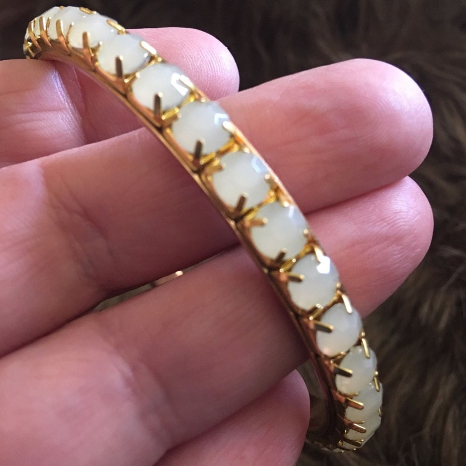 Jewelry Opalescent glass faceted stone bangle bracelet Size ONE SIZE - 4 Thumbnail