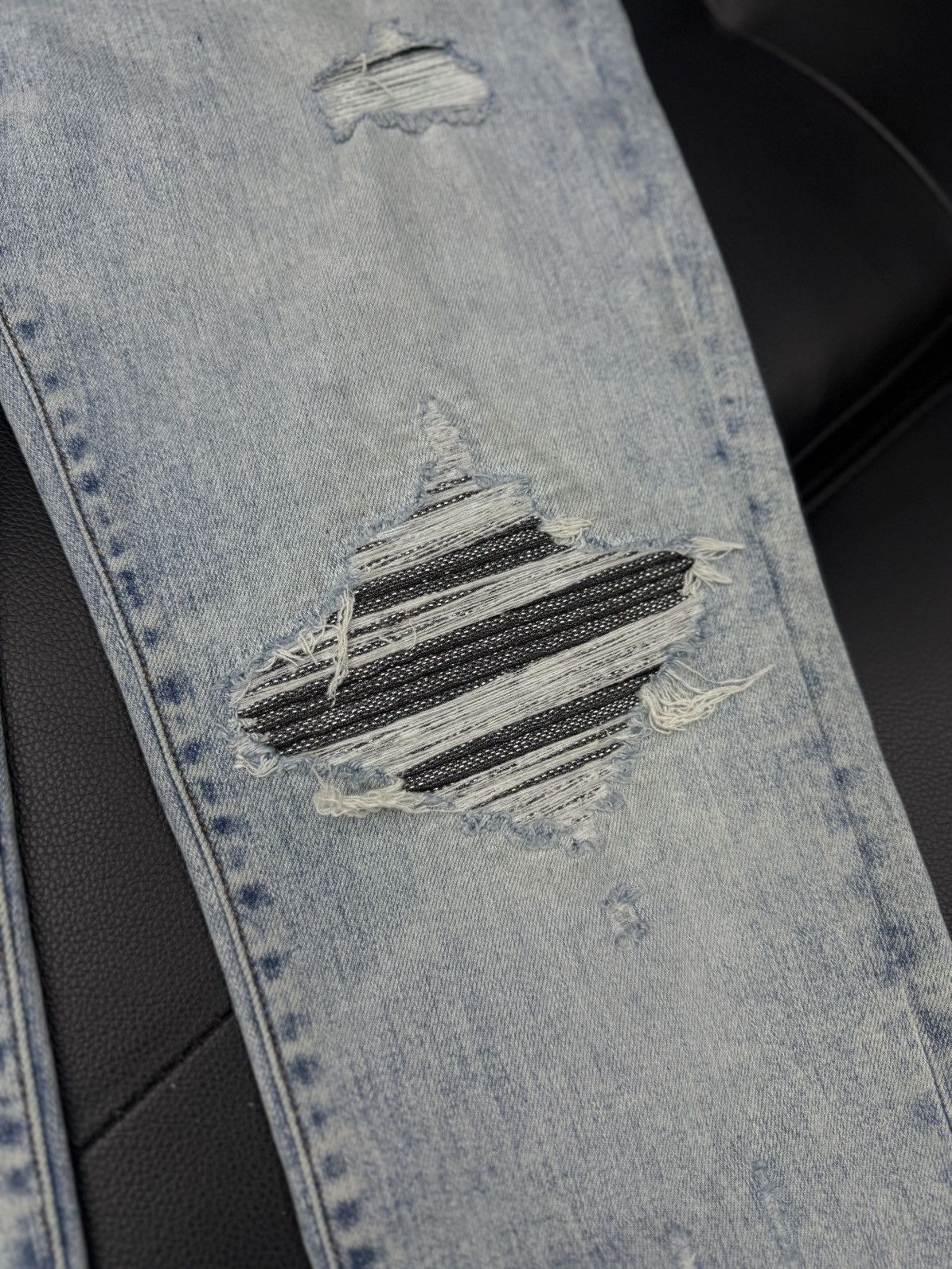 Amiri Amiri MX1 Jeans Blue Glitter Iridescent Patch Size 34 Size US 34 / EU 50 - 4 Thumbnail