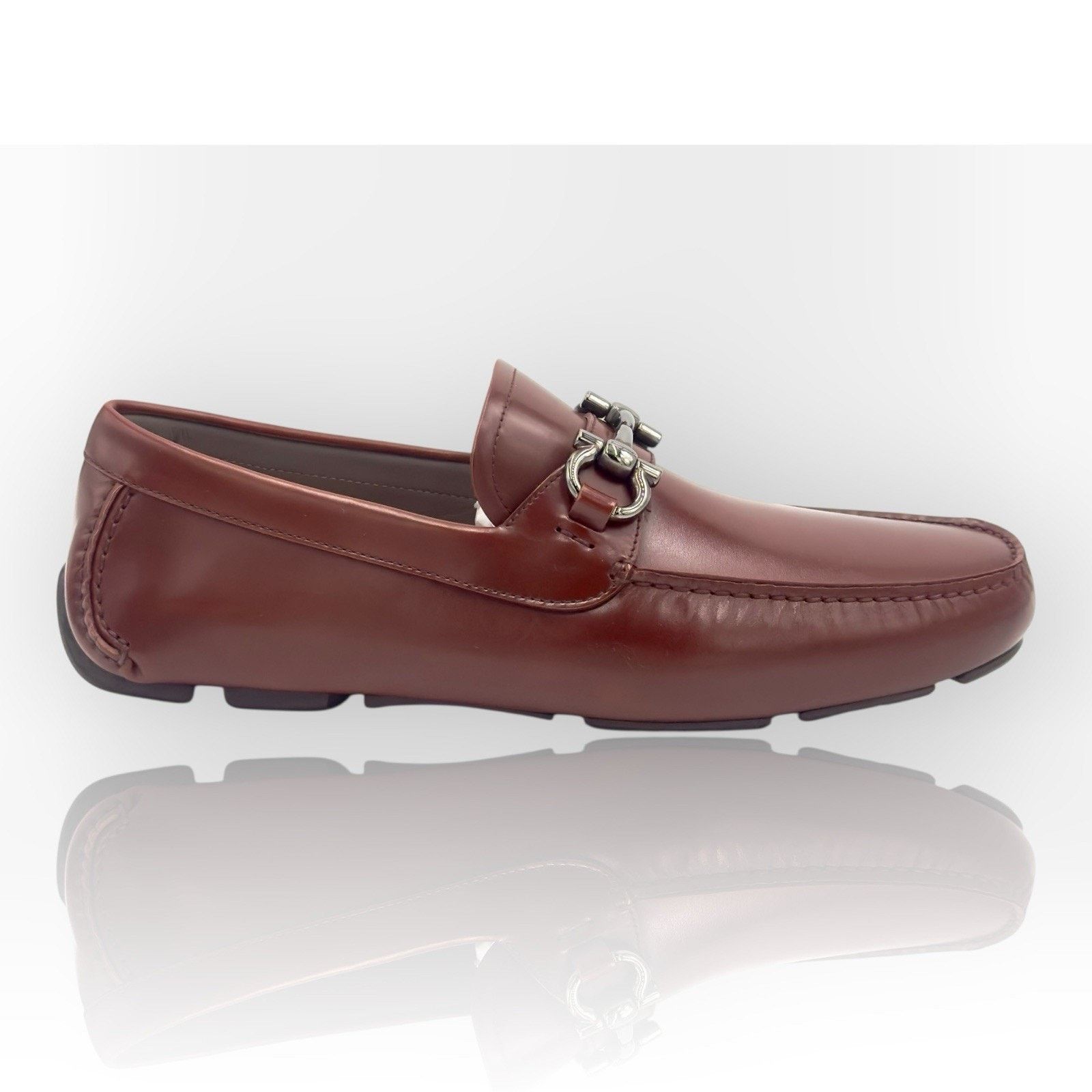 Salvatore Ferragamo Leather Driver Loafers with Gancini In Brown 10.5 UK EE Size US 11.5 / EU 44-45 - 7 Thumbnail