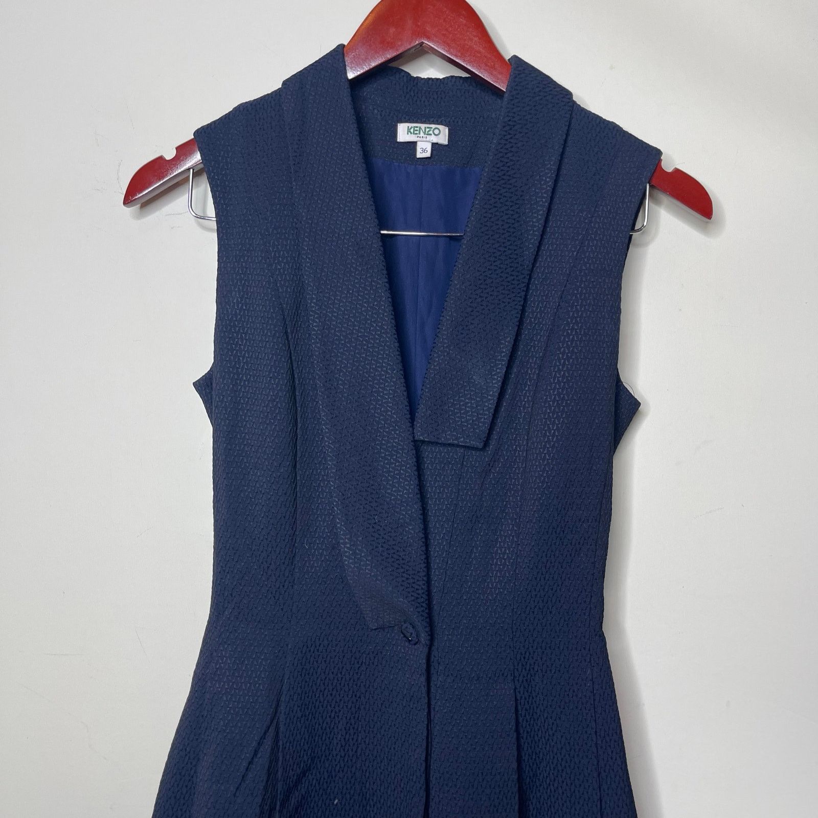 Kenzo Kenzo navy A-line texture sleeveless dress sz 36 US XS Size XS / US 0-2 / IT 36-38 - 6 Thumbnail