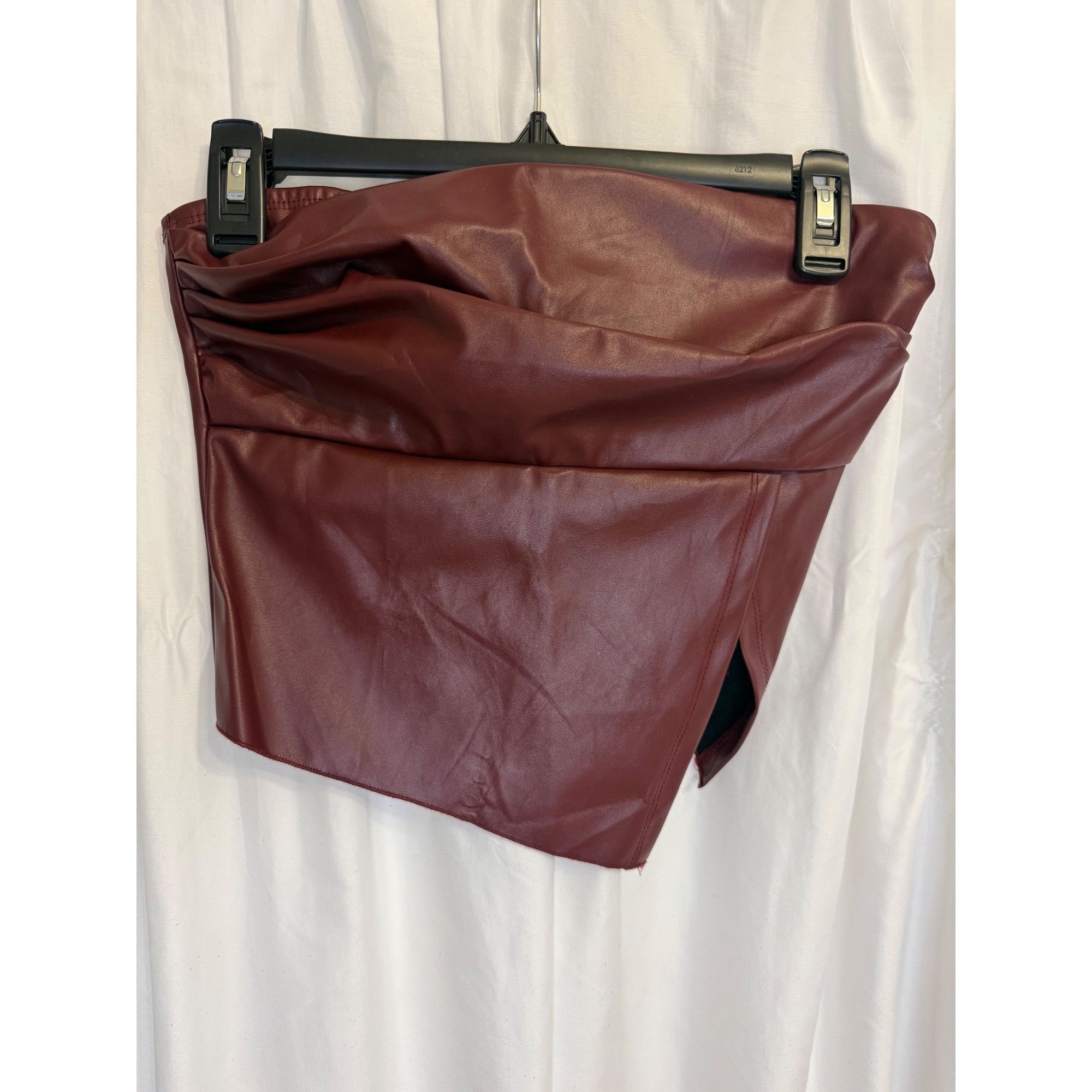 Shein SHEIN Faux Leather Burgundy Tube Top Size S Size S / US 4 / IT 40 - 1 Thumbnail