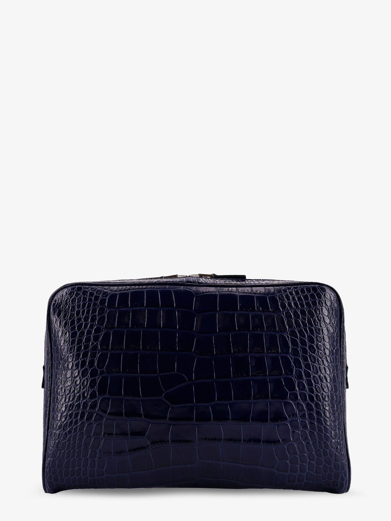 Croco Print Leather Laptop Pouch