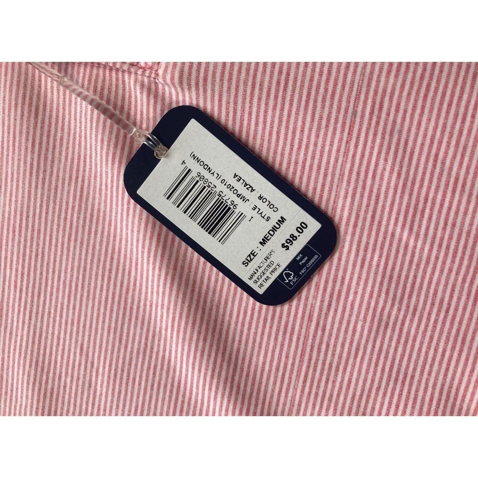 johnnie-O johnnie-O Lyndon Polo Shirt Mens Medium Pink Striped Performance Golf Shirt New with Tags Size US M / EU 48-50 / 2 - 3 Thumbnail