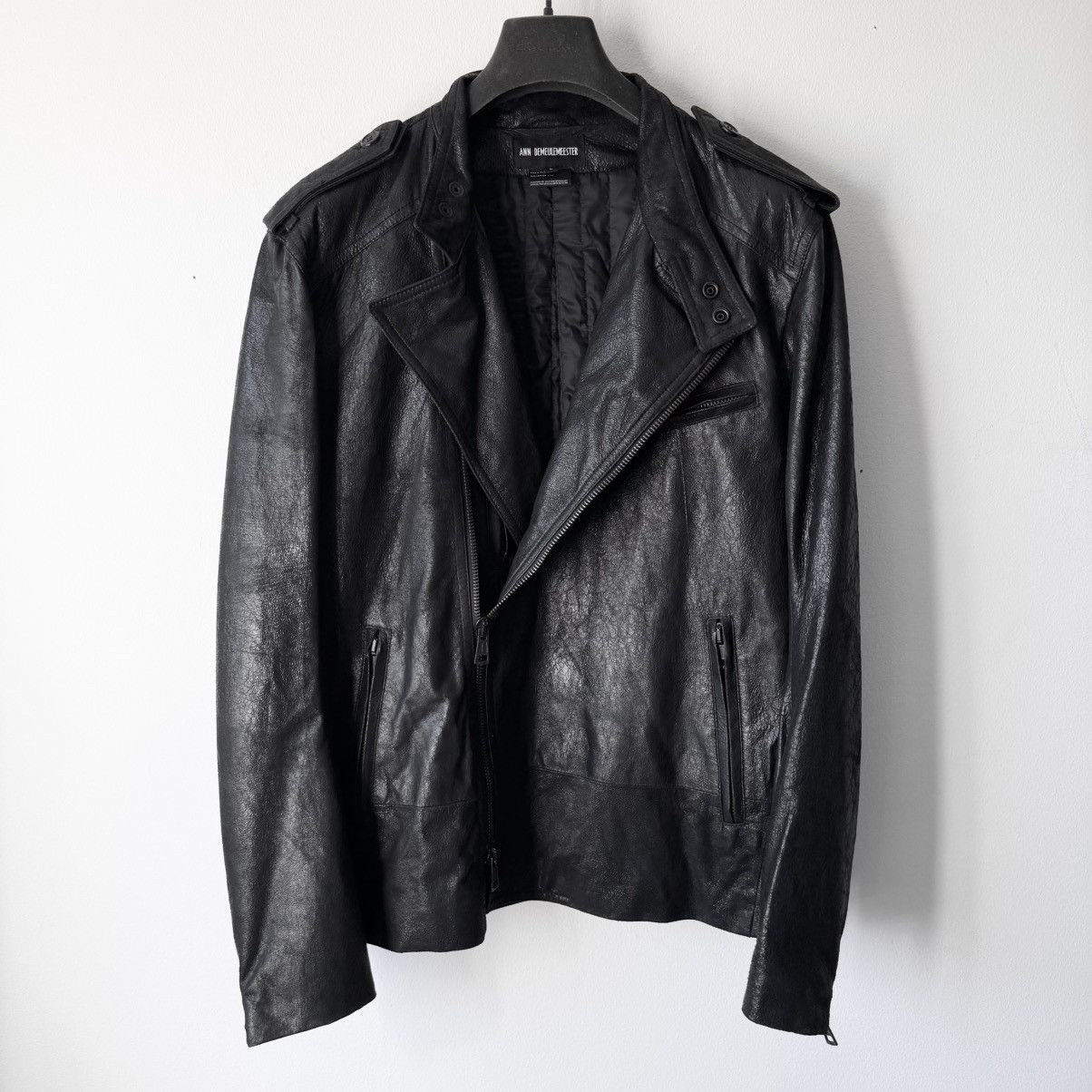 Ann Demeulemeester Ann Demeulemeester SS2003 Black Cracked Leather Biker Jacket Size US L / EU 52-54 / 3 - 3 Thumbnail