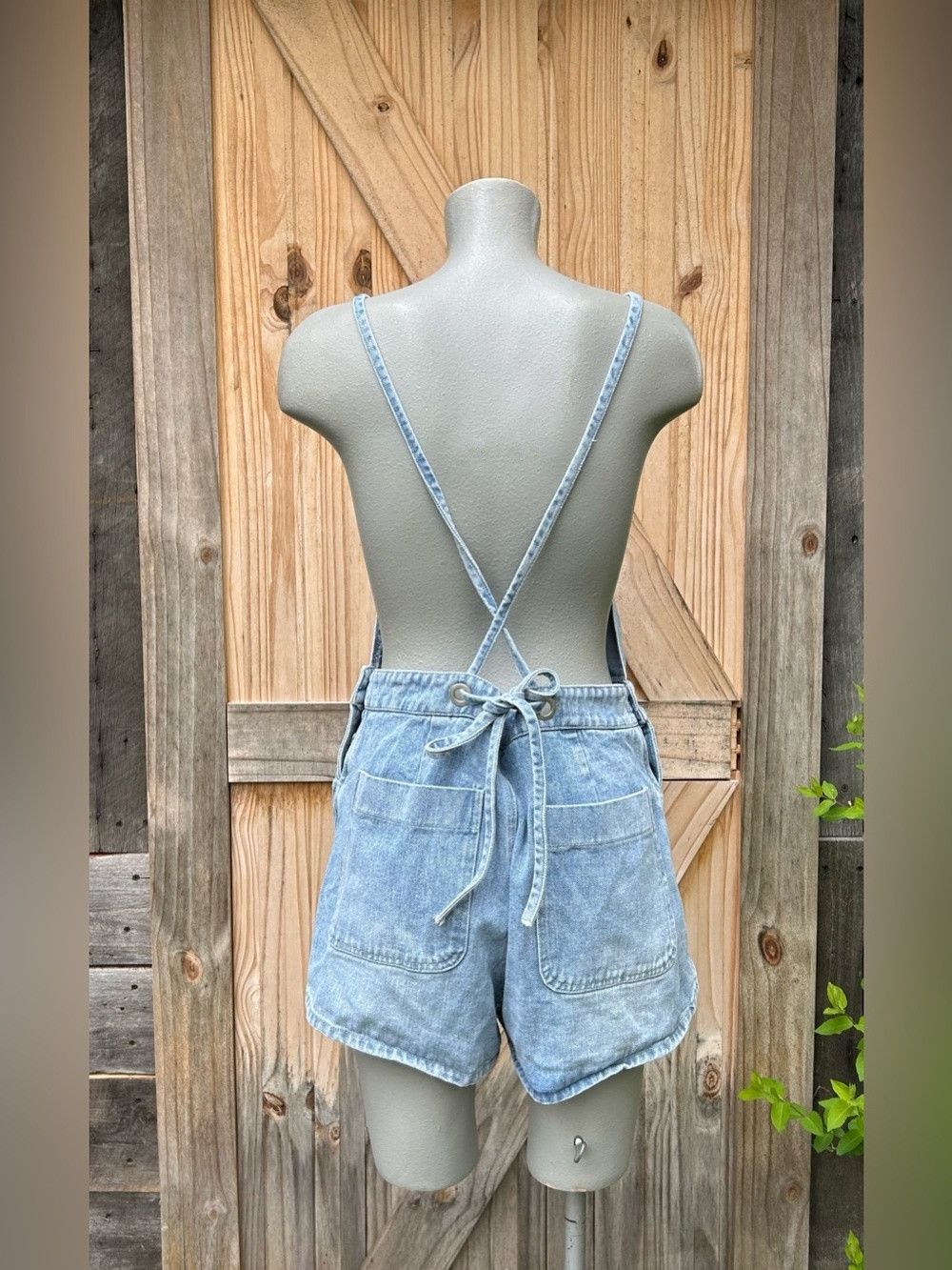 Other Bluivy Light Wash Denim Drawstring Overalls Shortalls Romper Size 30" / US 8 / IT 44 - 3 Thumbnail