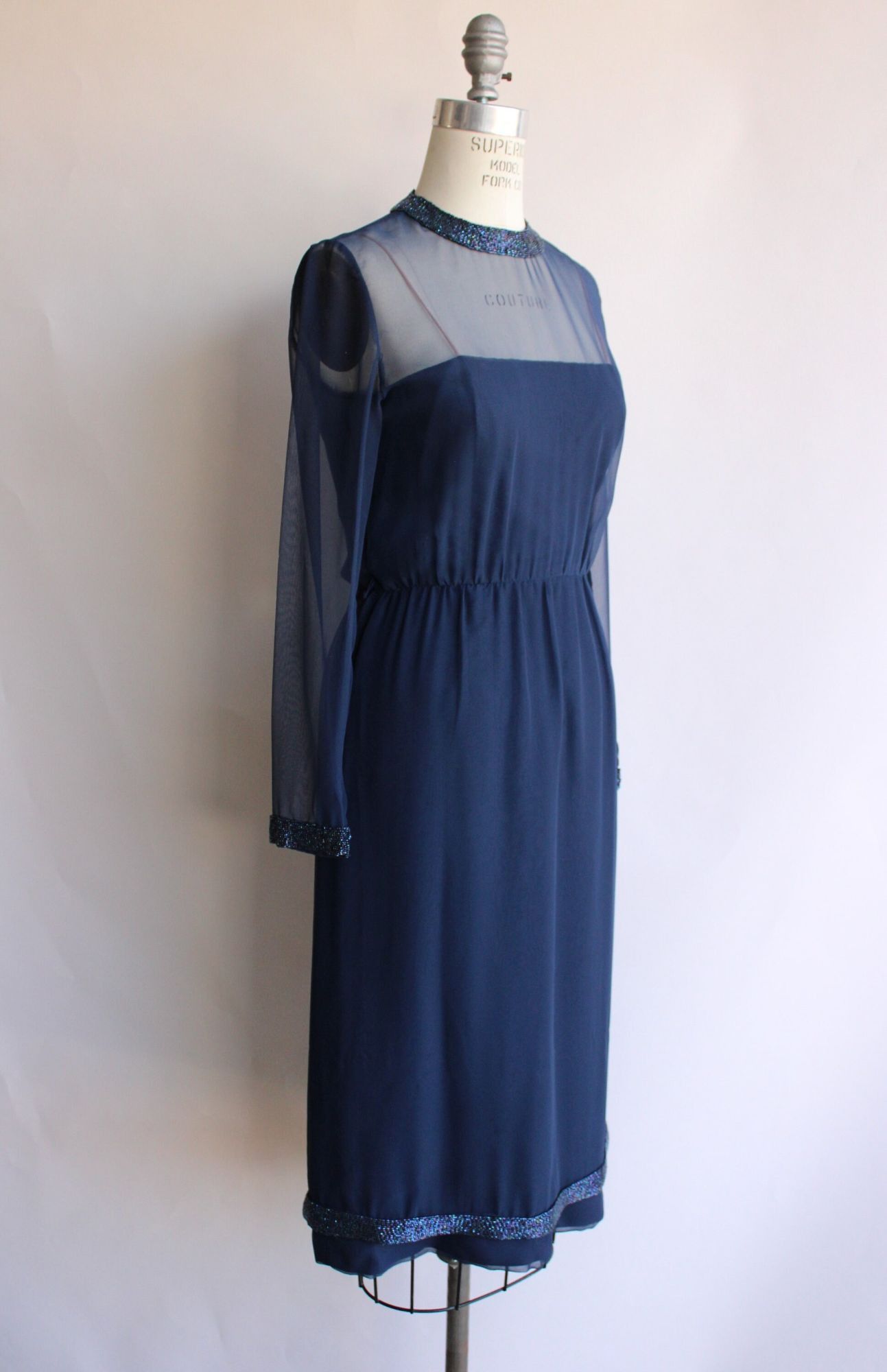 Vintage Vintage 1960s Dress, Victoria Royal Ltd. Navy Blue Cocktail Size M / US 6-8 / IT 42-44 - 8 Thumbnail