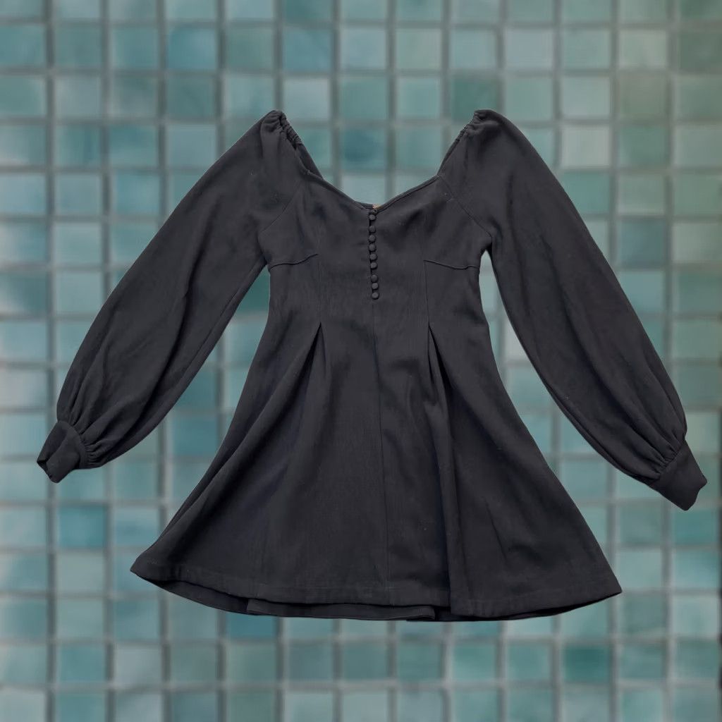 Free People Free People Dress Womens 4 Black Mini Puff Sleeve Short Dress Casual Party/Cocktail Size S / US 4 / IT 40 - 1 Thumbnail