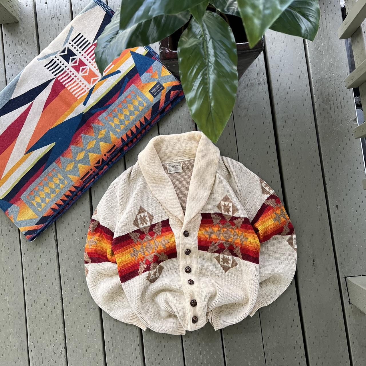 Pendleton × Vintage Vintage 70s Virgin Wool Pendleton Aztec Knit Sweater Size US M / EU 48-50 / 2 - 1 Thumbnail